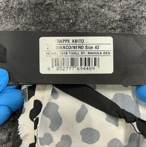 PINKO Ivory Animal Print Tie Neck Midi Dress Size 6 - Picture 7 of 7